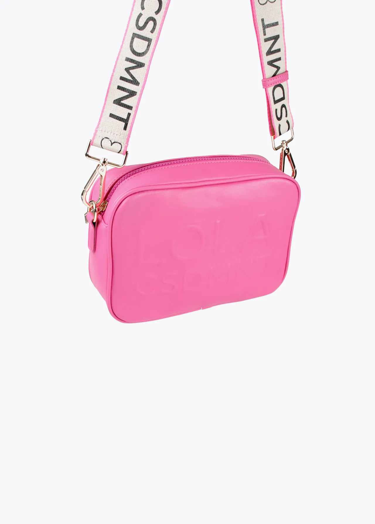 bolso_bandolera_con_logo_en_relieve_3.webp Lola Casademunt Bolsos<Bolso bandolera con logo en relieve FUCSIA