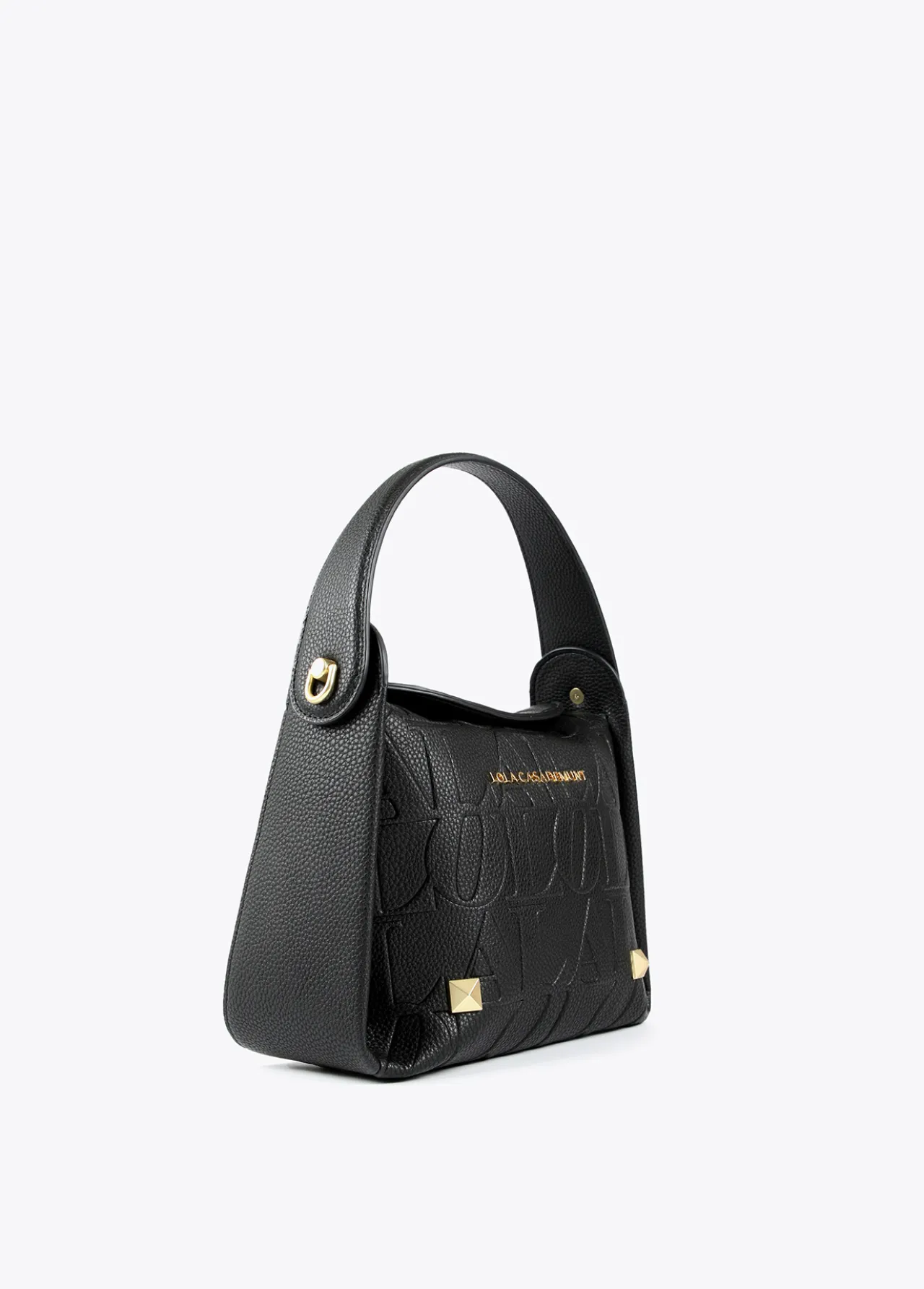 bolso_bandolera_con_logo_grabado_1.webp Lola Casademunt Bolsos<Bolso bandolera con logo grabado NEGRO