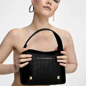 Lola Casademunt Bolsos<Bolso bandolera con logo grabado NEGRO