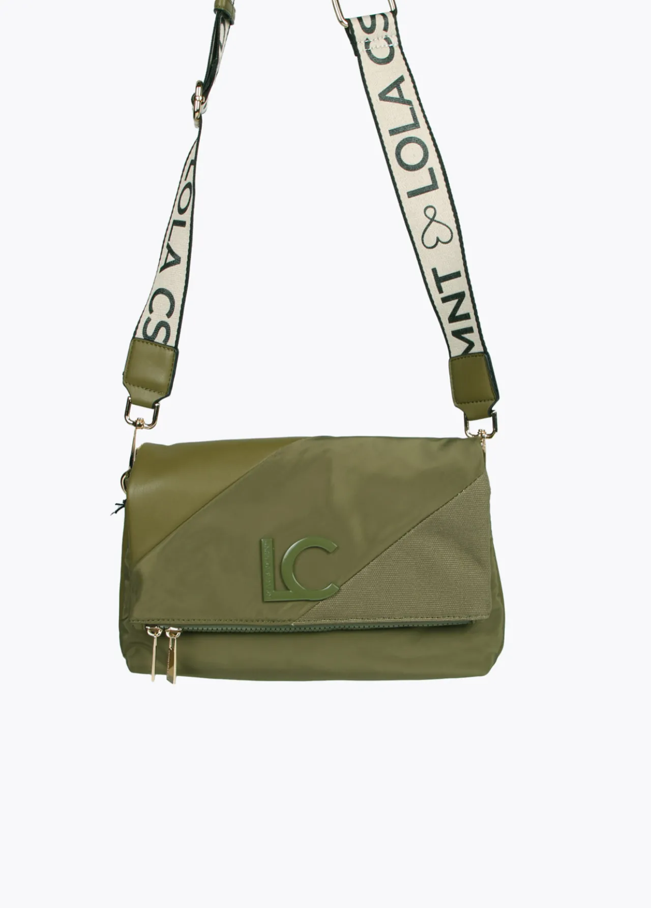 bolso_bandolera_materiales_combinados_1-1.webp Lola Casademunt Bolsos<Bolso bandolera materiales combinados KAKI