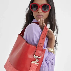 Lola Casademunt Bolsos<Bolso bandolera materiales combinados ROJO