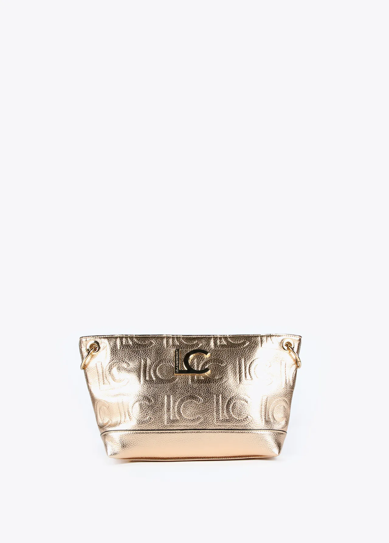 bolso_bandolera_monograma_metalizado_0.webp Lola Casademunt Bandoleras | Bolsos Pequeños<Bolso bandolera monograma metalizado DORADO