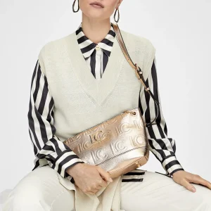 Lola Casademunt Bandoleras | Bolsos Pequeños<Bolso bandolera monograma metalizado DORADO
