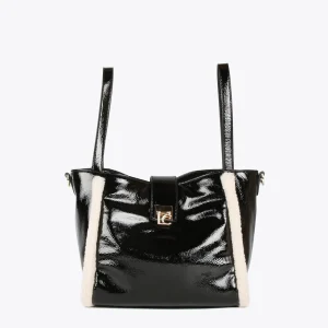 Lola Casademunt Bolsos Shopper | Bolsos De Hombro<Bolso efecto piel brillante NEGRO