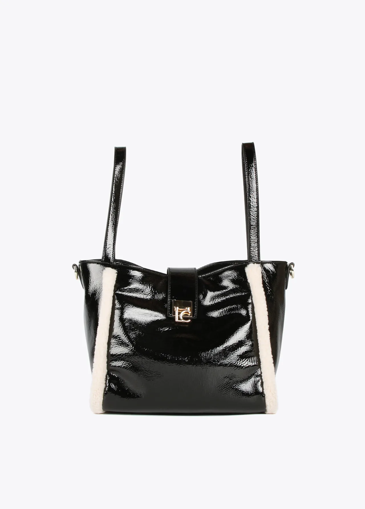 bolso_efecto_piel_brillante_3.webp Lola Casademunt Bolsos Shopper | Bolsos De Hombro<Bolso efecto piel brillante NEGRO