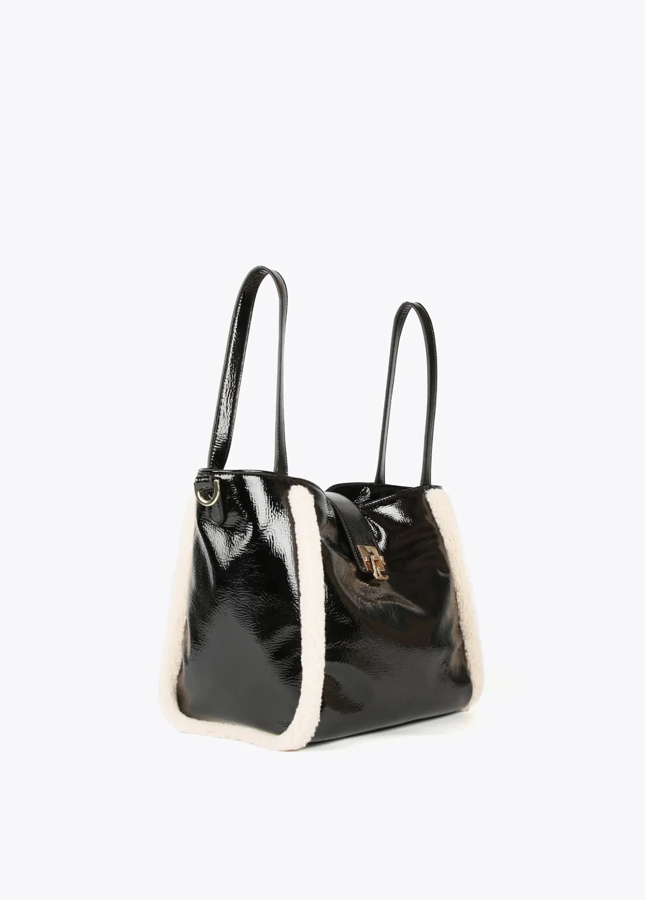 bolso_efecto_piel_brillante_4.webp Lola Casademunt Bolsos Shopper | Bolsos De Hombro<Bolso efecto piel brillante NEGRO
