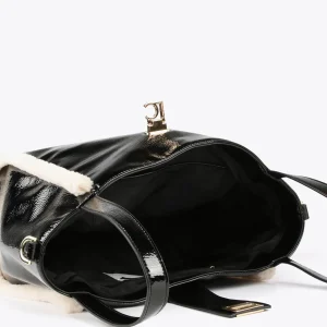 Lola Casademunt Bolsos Shopper | Bolsos De Hombro<Bolso efecto piel brillante NEGRO