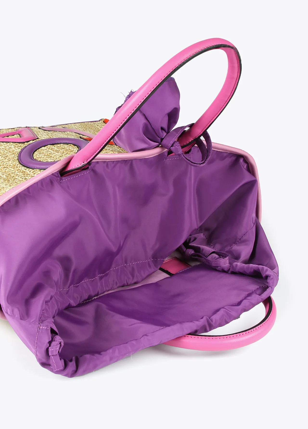 bolso_efecto_rafia_1.webp Lola Casademunt Bolsos | Baño<Bolso efecto rafia MARRON-LILA