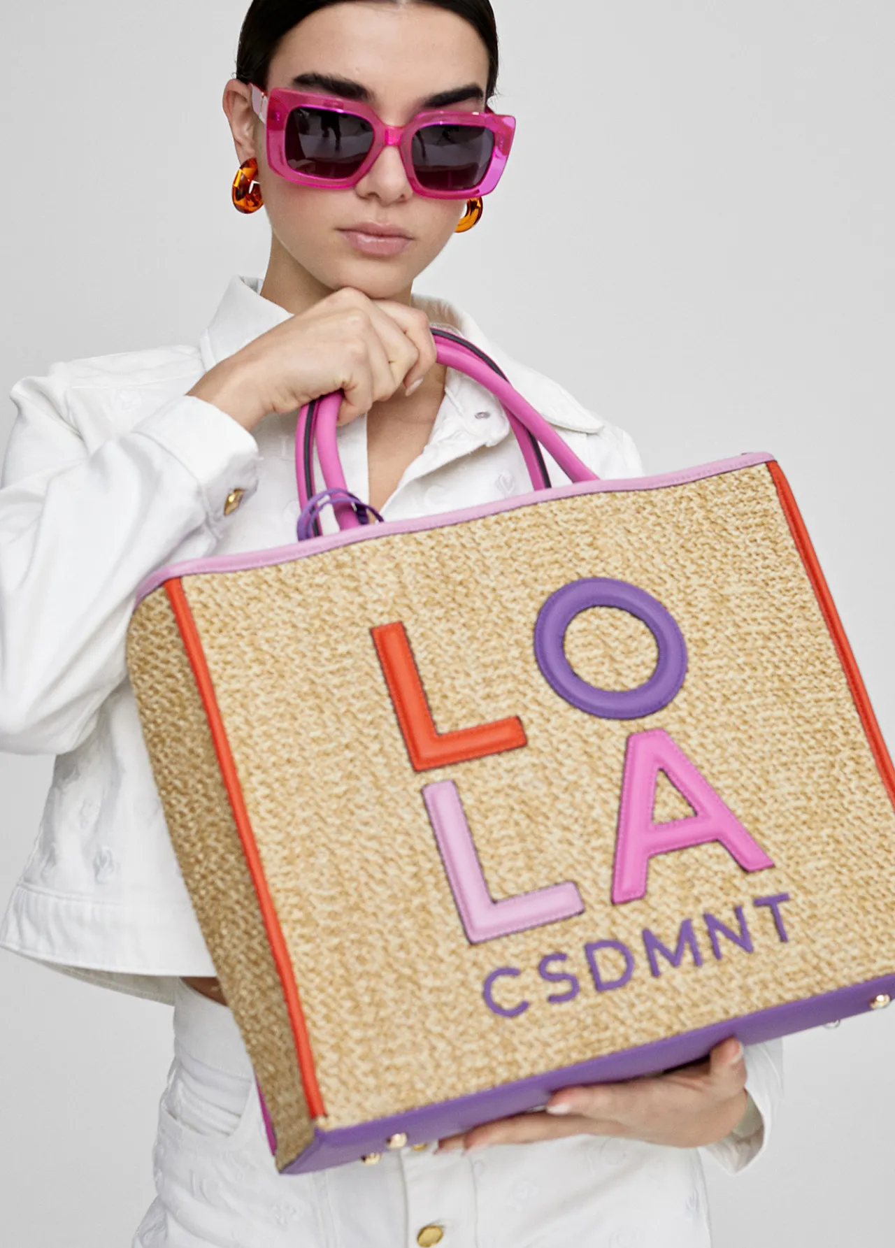 bolso_efecto_rafia_2.webp Lola Casademunt Bolsos | Baño<Bolso efecto rafia MARRON-LILA
