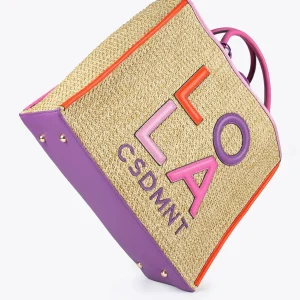 Lola Casademunt Bolsos | Baño<Bolso efecto rafia MARRON-LILA