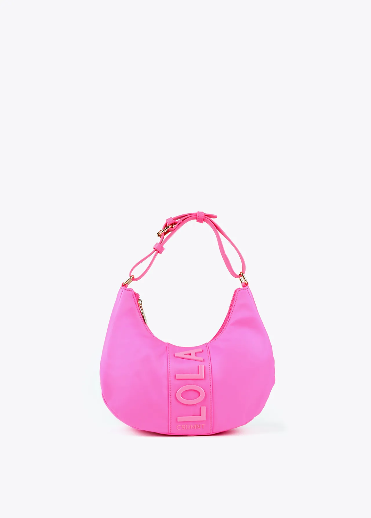 bolso_media_luna_fluor_0.webp Lola Casademunt Bolsos<Bolso media luna fluor FUCSIA