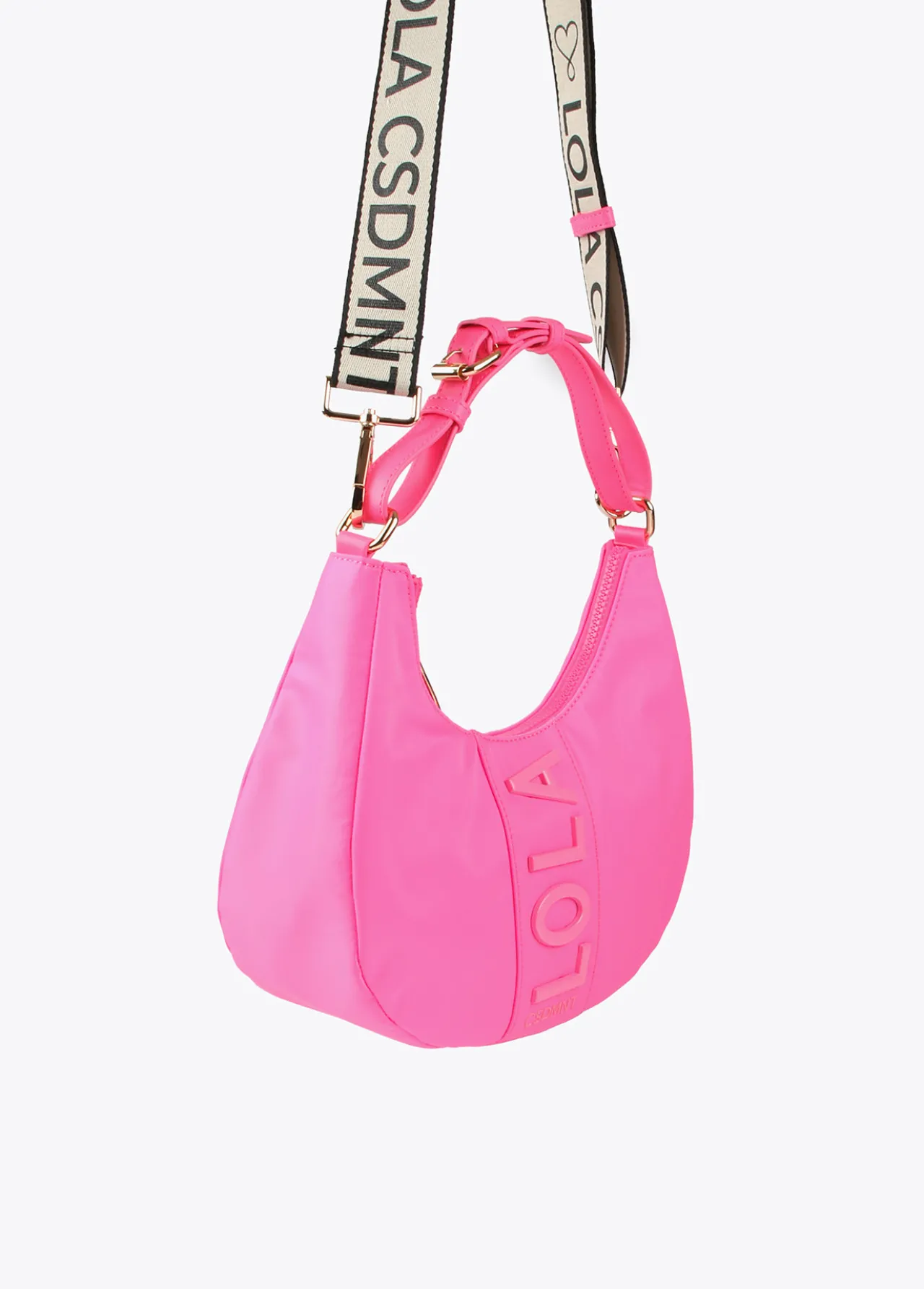bolso_media_luna_fluor_5.webp Lola Casademunt Bolsos<Bolso media luna fluor FUCSIA