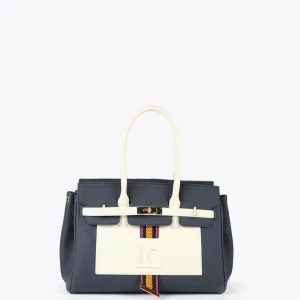 Lola Casademunt Bolsos<Bolso shopper azul y blanco AZUL-CRUDO
