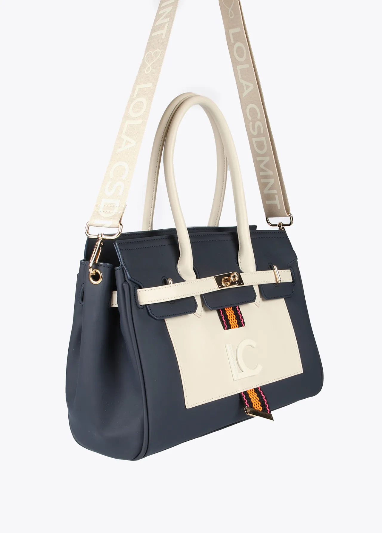 bolso_shopper_azul_y_blanco_1.webp Lola Casademunt Bolsos<Bolso shopper azul y blanco AZUL-CRUDO