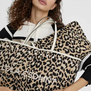 Lola Casademunt Bolsos<Bolso shopper loneta animal print CRUDO-MARRON