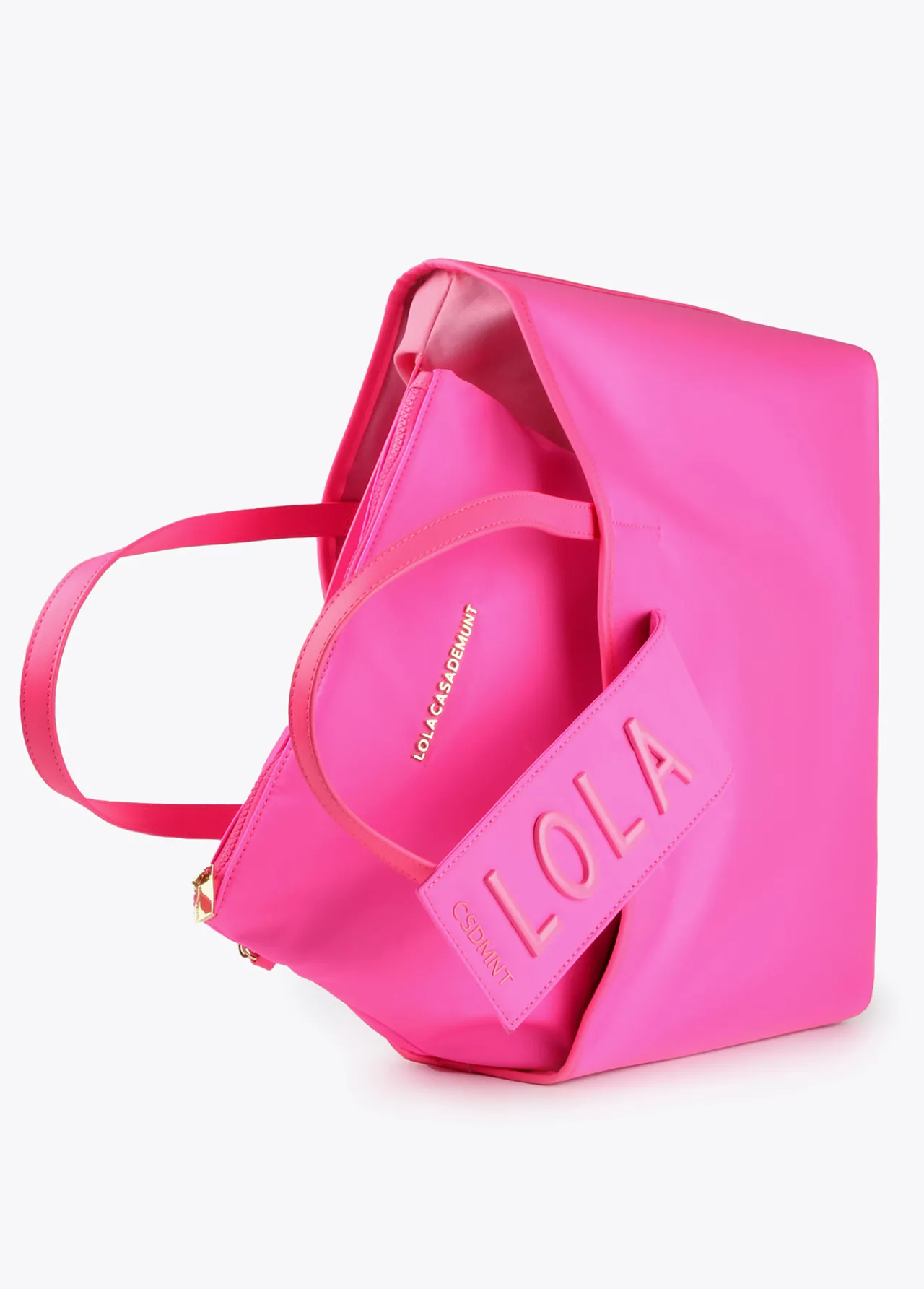 bolso_shopper_nylon_fluor_1.webp Lola Casademunt Bolsos<Bolso shopper nylon fluor FUCSIA