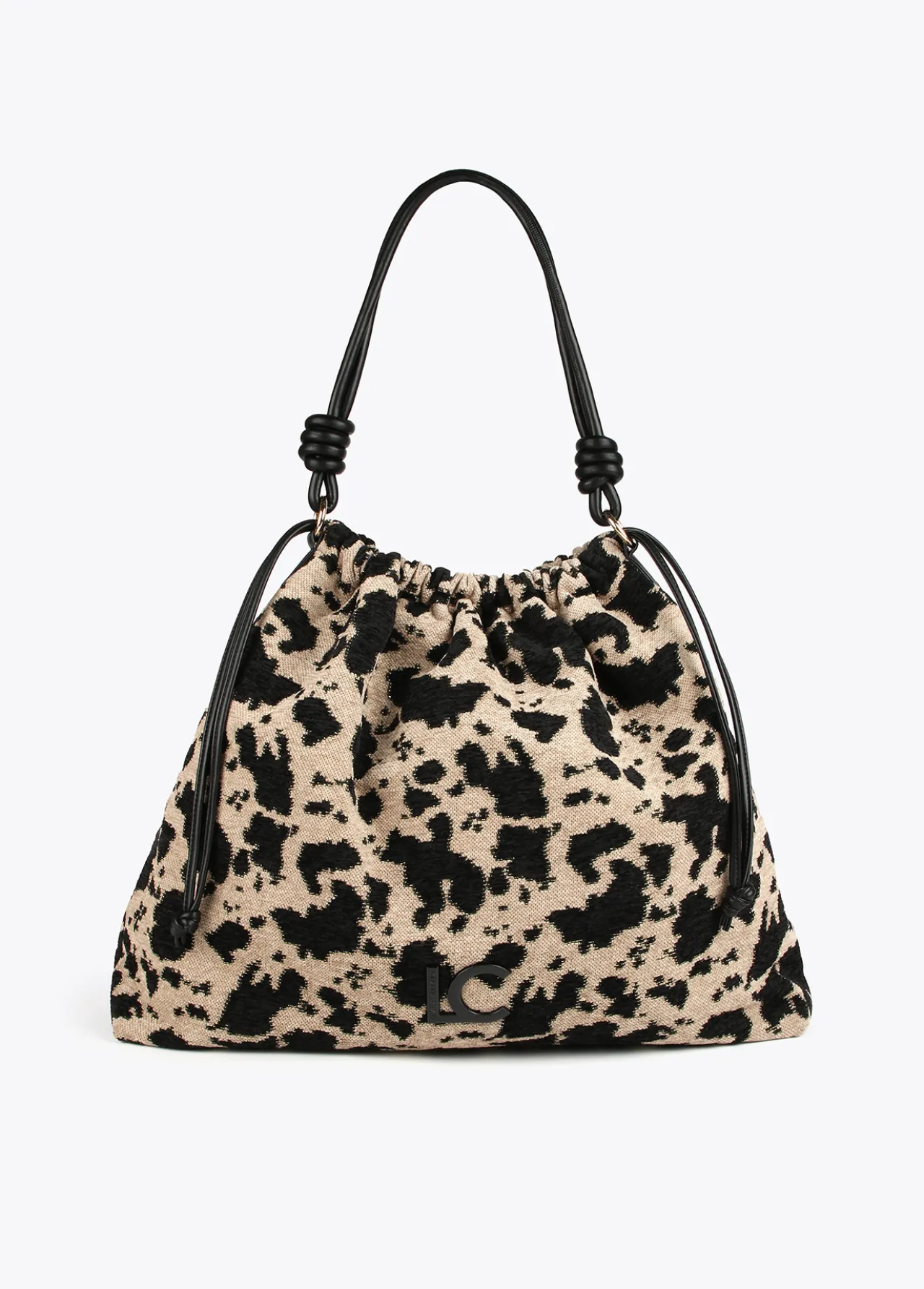 bolso_tejido_animal_0.webp Lola Casademunt Animal Print | Bolsos Shopper<Bolso tejido animal CRUDO-NEGRO