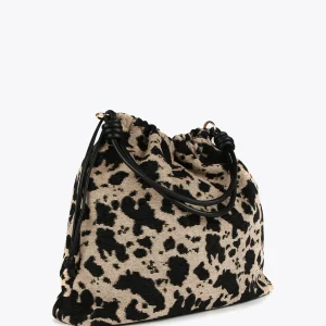 Lola Casademunt Animal Print | Bolsos Shopper<Bolso tejido animal CRUDO-NEGRO