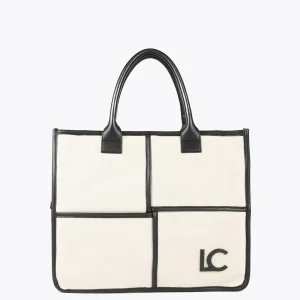 Lola Casademunt Bolsos<Bolso tipo shopper blanco y negro CRUDO-NEGRO