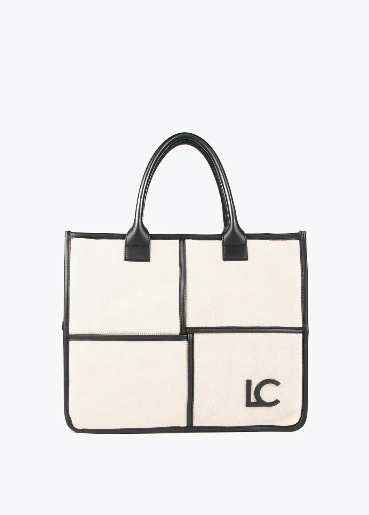 bolso_tipo_shopper_blanco_y_negro_0-1.webp Lola Casademunt Bolsos<Bolso tipo shopper blanco y negro CRUDO-NEGRO