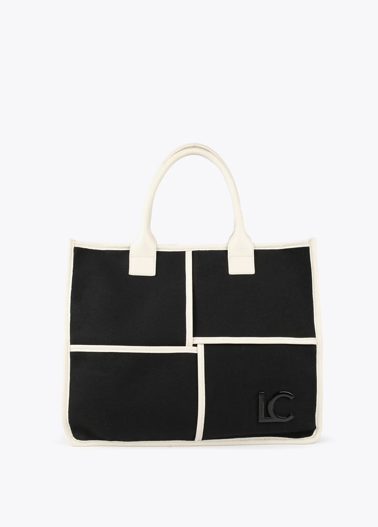 bolso_tipo_shopper_blanco_y_negro_0.webp Lola Casademunt Bolsos<Bolso tipo shopper blanco y negro CRUDO-NEGRO