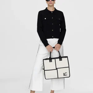 Lola Casademunt Bolsos<Bolso tipo shopper blanco y negro CRUDO-NEGRO