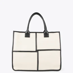 Lola Casademunt Bolsos<Bolso tipo shopper blanco y negro CRUDO-NEGRO