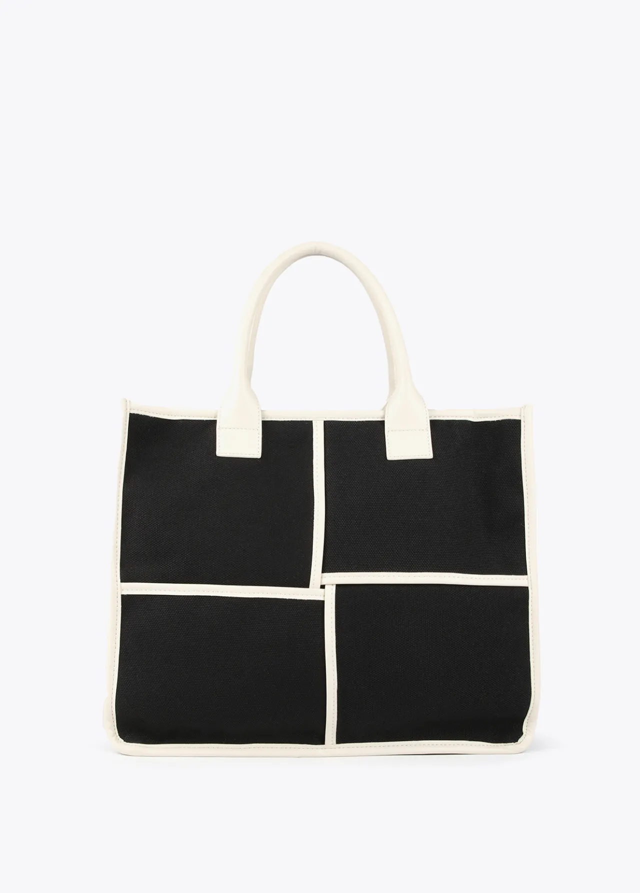 bolso_tipo_shopper_blanco_y_negro_4.webp Lola Casademunt Bolsos<Bolso tipo shopper blanco y negro CRUDO-NEGRO