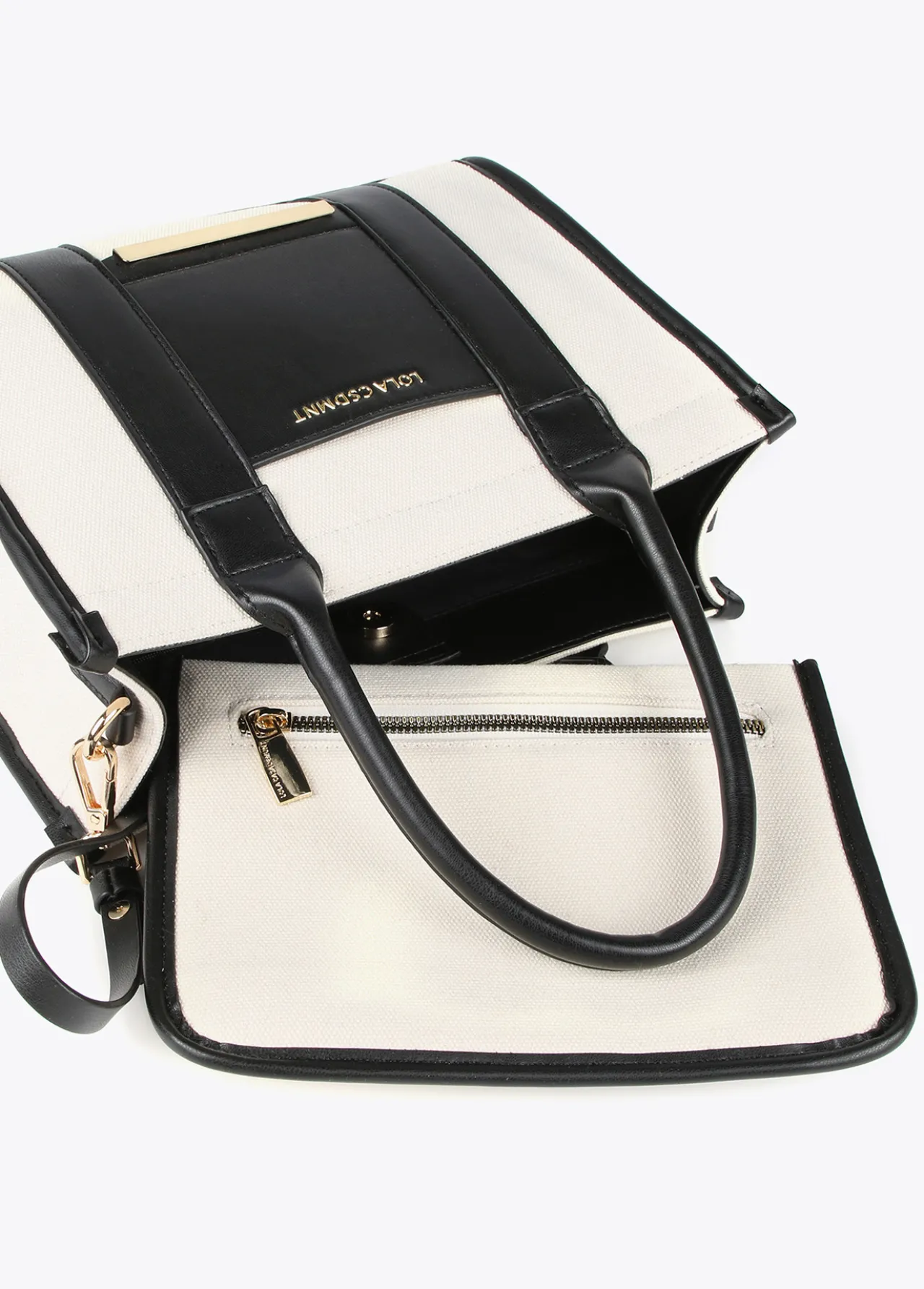 bolso_tipo_shopper_pequeo_1.webp Lola Casademunt Bolsos<Bolso tipo shopper pequeño CRUDO-NEGRO