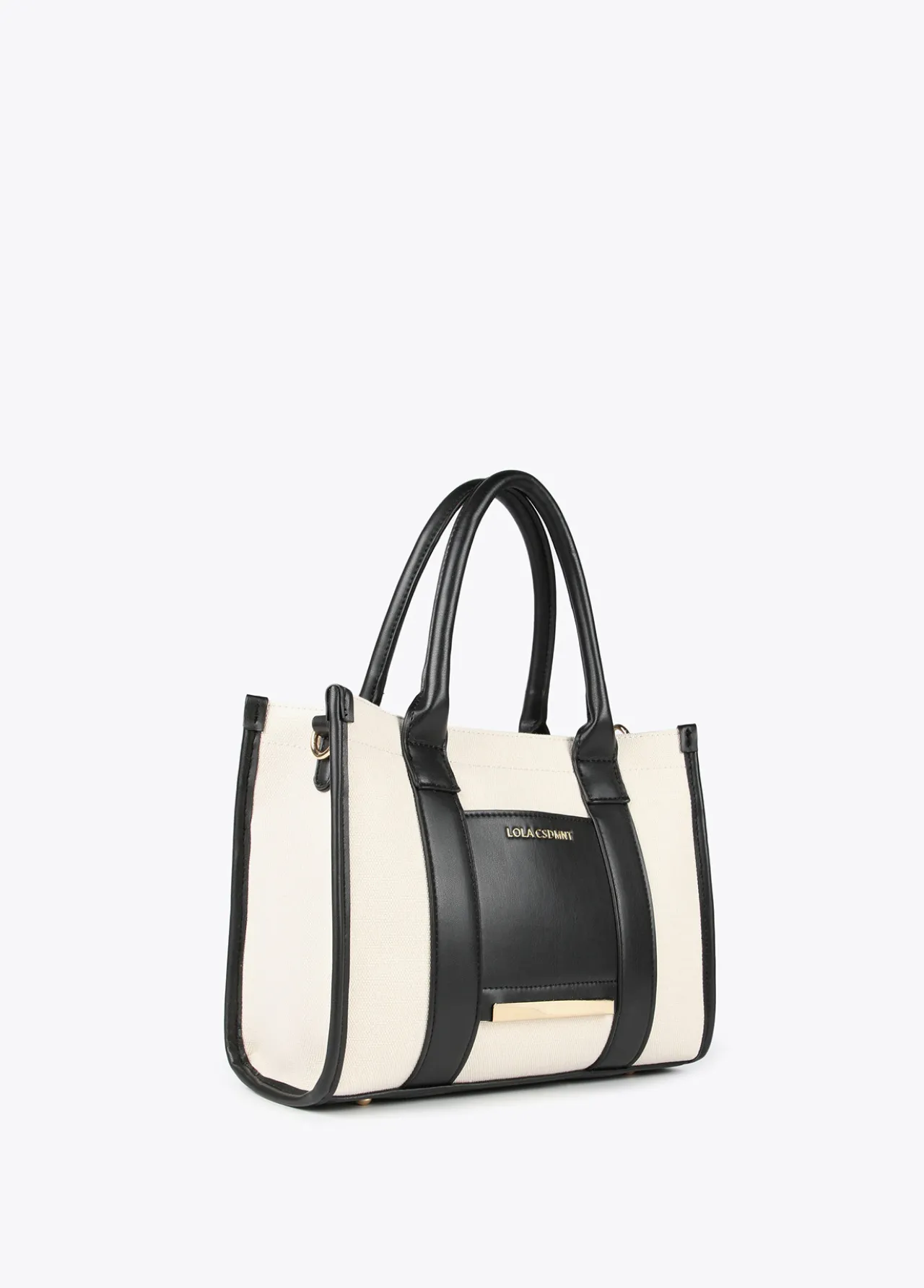 bolso_tipo_shopper_pequeo_3.webp Lola Casademunt Bolsos<Bolso tipo shopper pequeño CRUDO-NEGRO