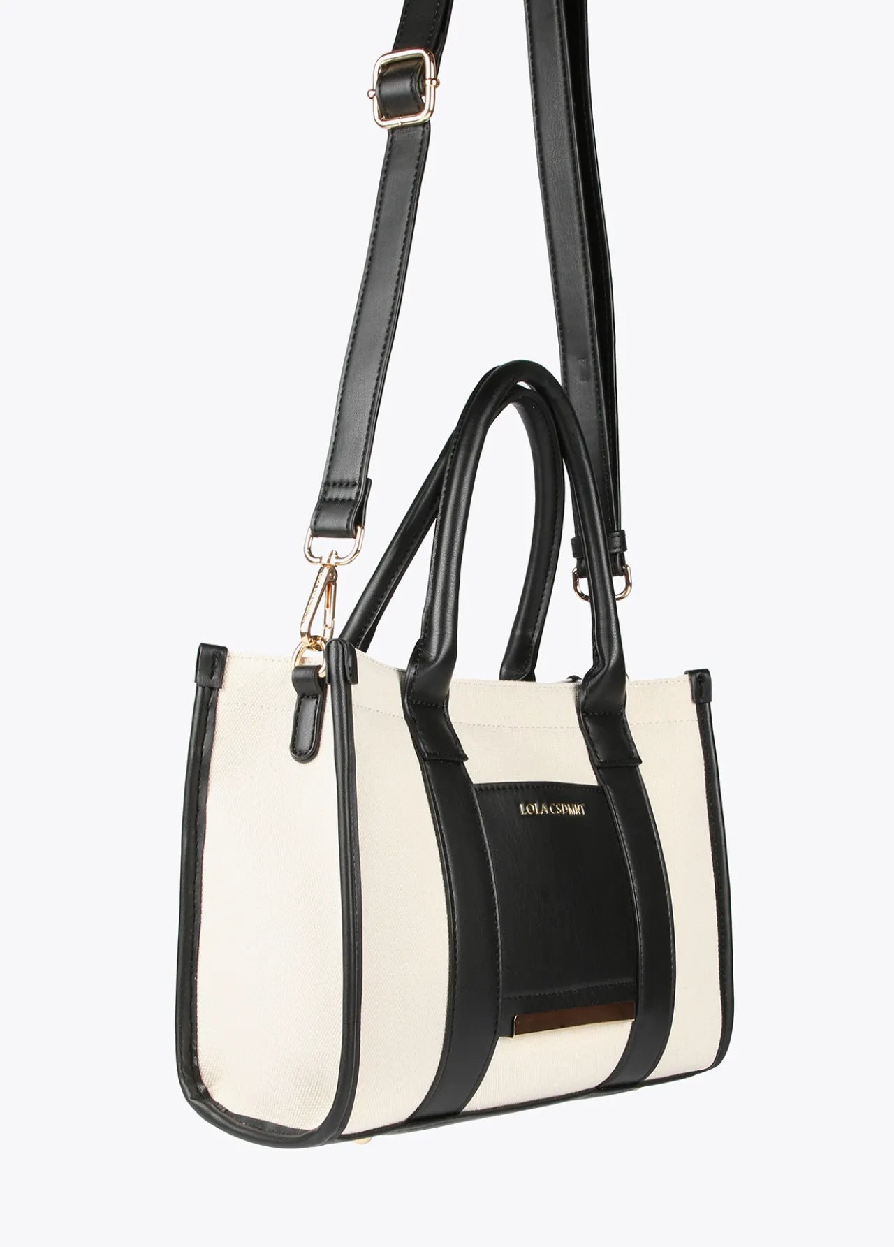 bolso_tipo_shopper_pequeo_4.webp Lola Casademunt Bolsos<Bolso tipo shopper pequeño CRUDO-NEGRO