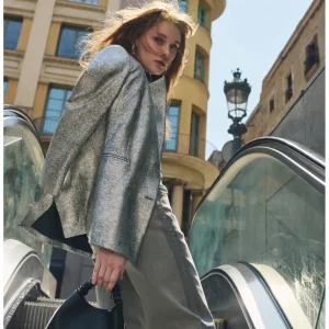 Lola Casademunt Abrigos Y Cazadoras<Bomber craquelado plata PLATEADO