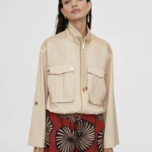 Lola Casademunt Chaquetas Y Gabardinas | Abrigos Y Cazadoras<Bomber monocolor con bolsillos BEIG