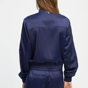 Lola Casademunt Abrigos Y Cazadoras | Chaquetas Y Gabardinas<Bomber satinada AZULNOCHE