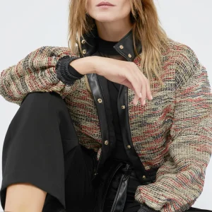 Lola Casademunt Abrigos Y Cazadoras | Chaquetas Y Gabardinas<Bomber tweed NEGRO-NARANJA