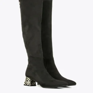 Lola Casademunt Botas Y Botines<Bota caña alta con tacón dorado NEGRO-METAL