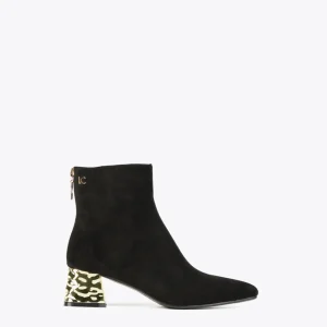 Lola Casademunt Botas Y Botines<Botín con tacón dorado NEGRO-METAL