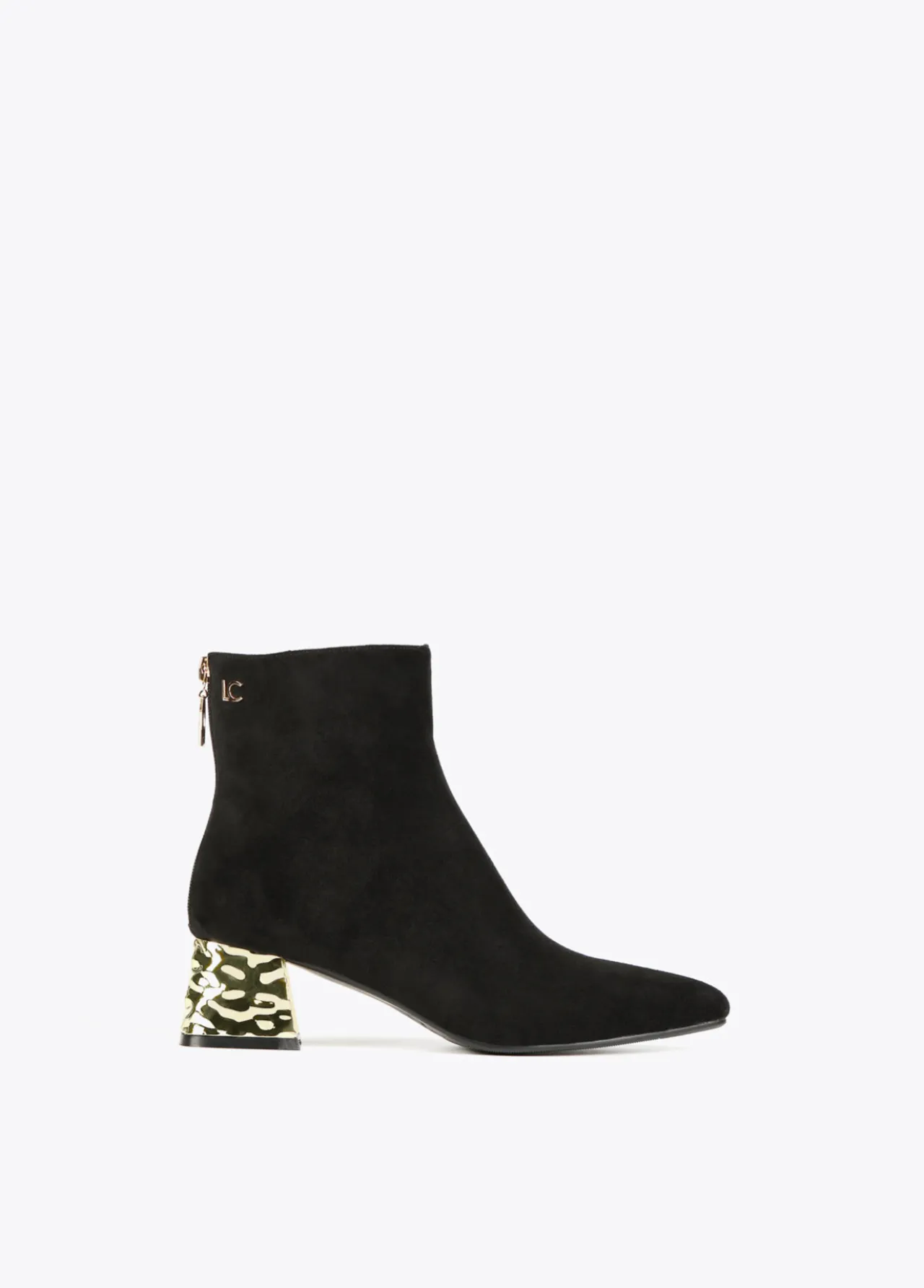 botn_con_tacn_dorado_0.webp Lola Casademunt Botas Y Botines<Botín con tacón dorado NEGRO-METAL