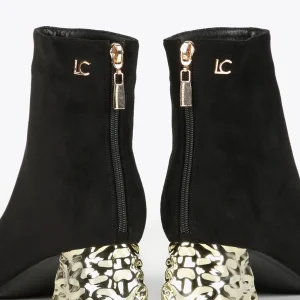 Lola Casademunt Botas Y Botines<Botín con tacón dorado NEGRO-METAL