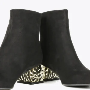 Lola Casademunt Botas Y Botines<Botín con tacón dorado NEGRO-METAL
