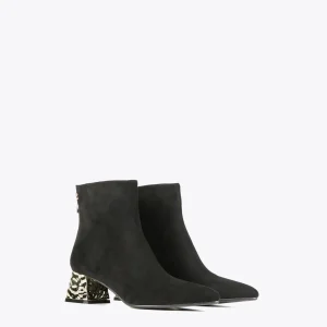 Lola Casademunt Botas Y Botines<Botín con tacón dorado NEGRO-METAL