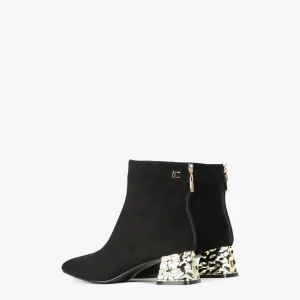 Lola Casademunt Botas Y Botines<Botín con tacón dorado NEGRO-METAL