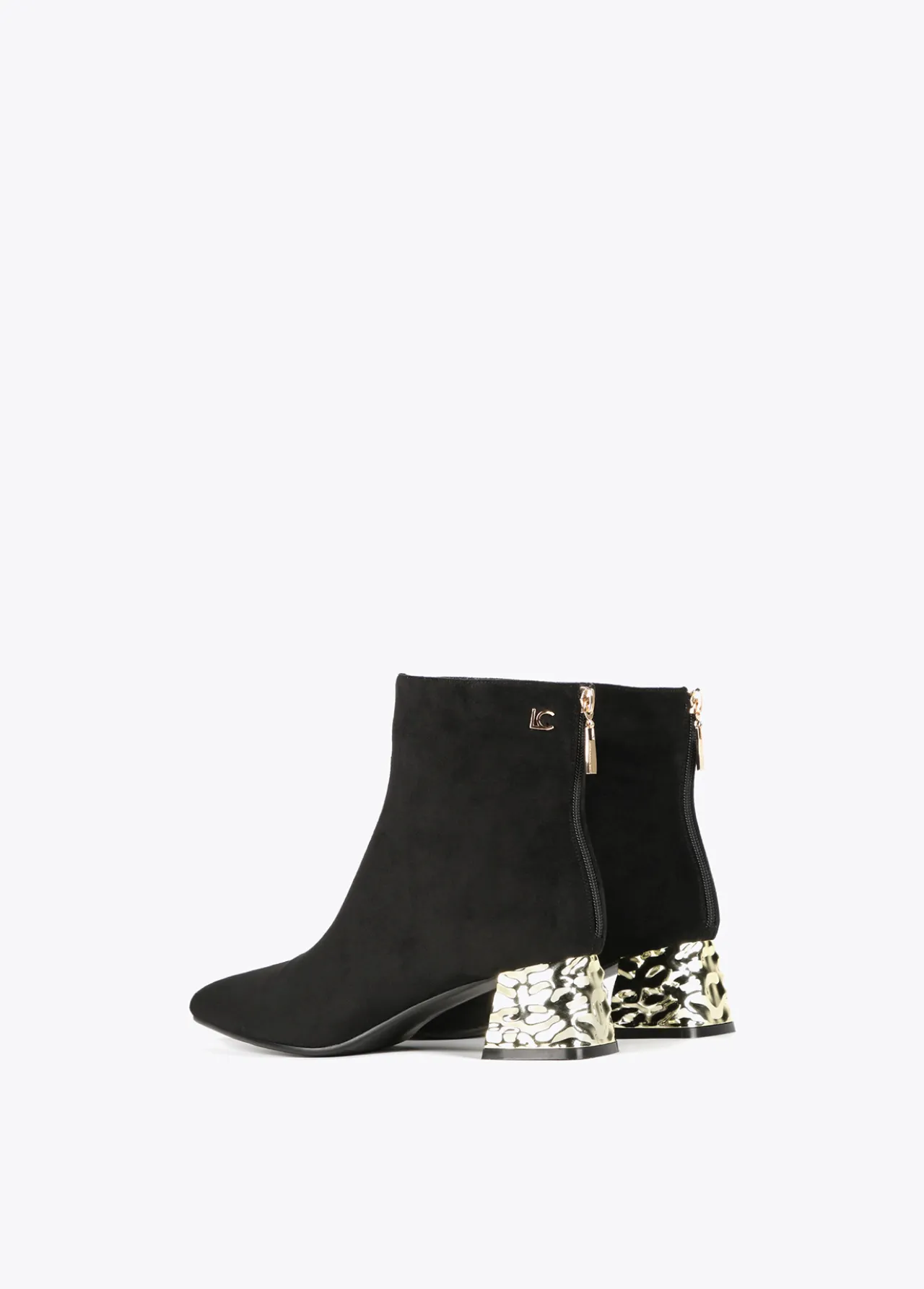 botn_con_tacn_dorado_5.webp Lola Casademunt Botas Y Botines<Botín con tacón dorado NEGRO-METAL