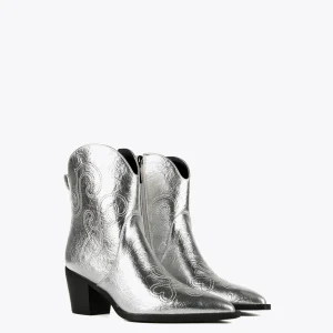 Lola Casademunt Botas Y Botines<Botín estilo cowboy PLATEADO