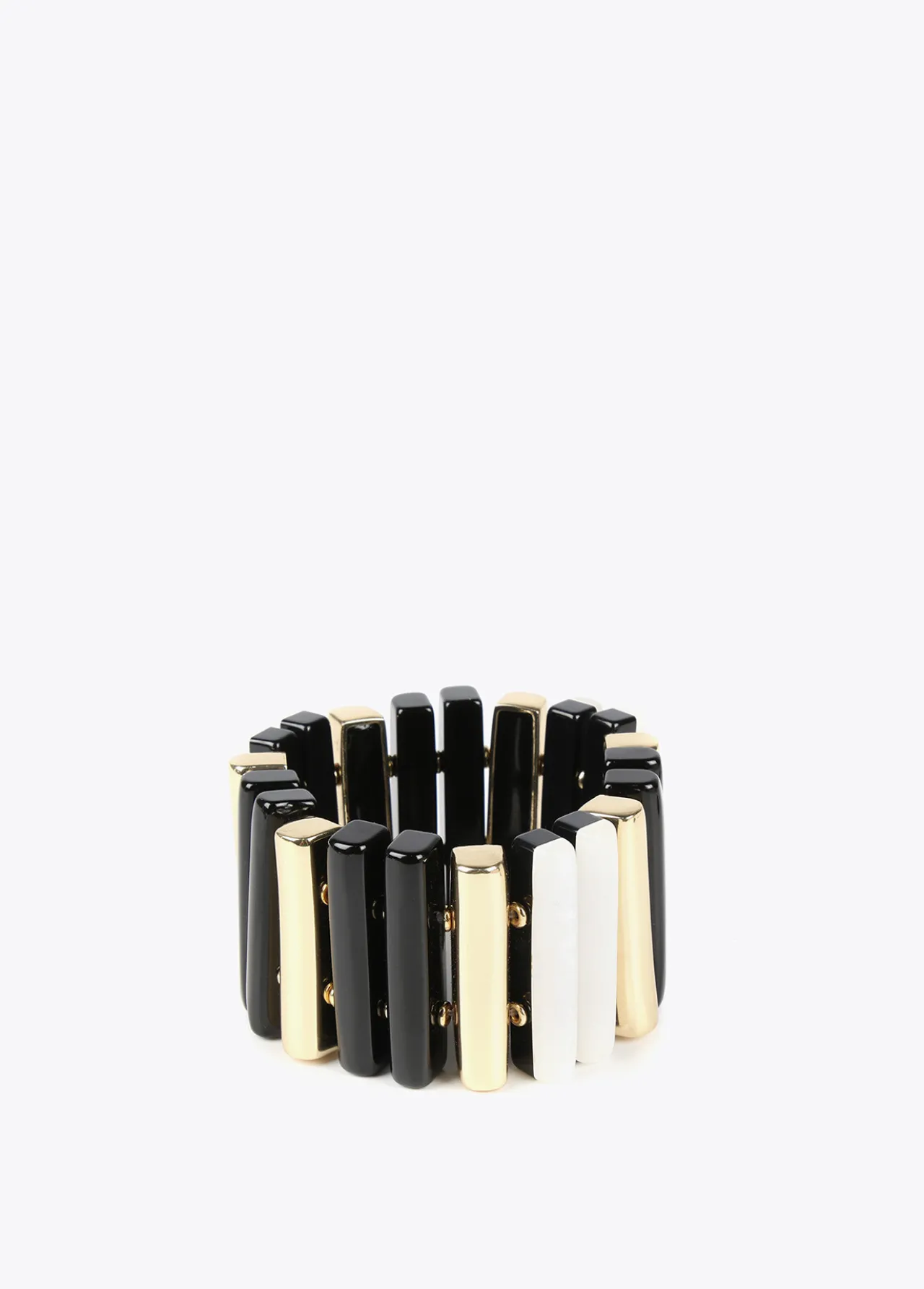 brazalete_piezas_tricolor_0.webp Lola Casademunt Bisuteria<Brazalete piezas tricolor BLANCO-NEGRO