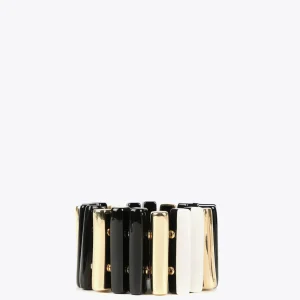 Lola Casademunt Bisuteria<Brazalete piezas tricolor BLANCO-NEGRO