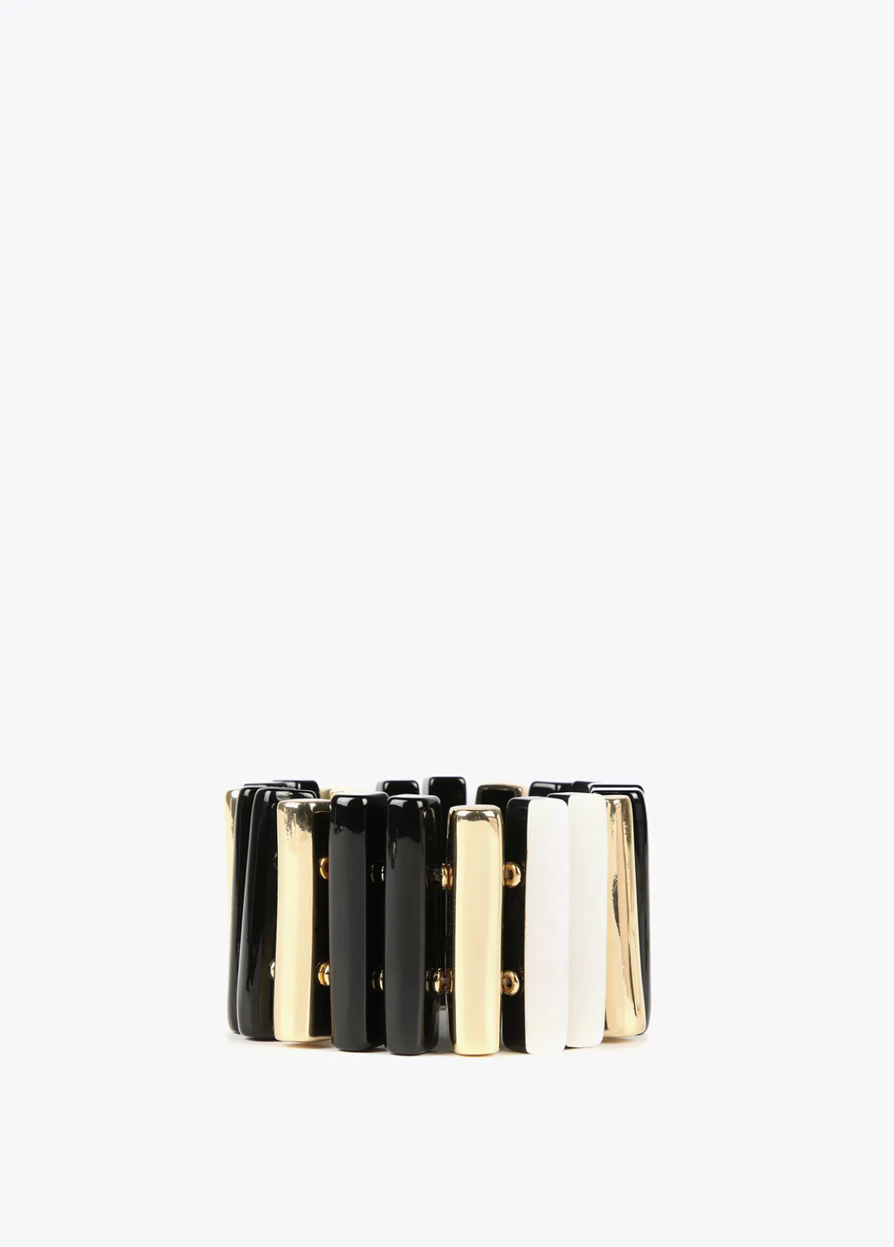 brazalete_piezas_tricolor_3.webp Lola Casademunt Bisuteria<Brazalete piezas tricolor BLANCO-NEGRO