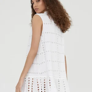 Lola Casademunt Baño<Caftan corto bordado BLANCO