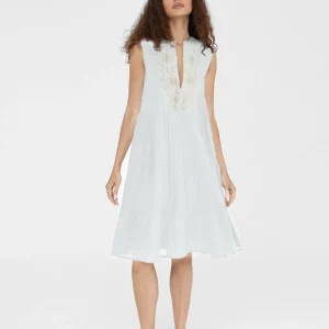 Lola Casademunt Baño<Caftan corto con bordado BLANCO
