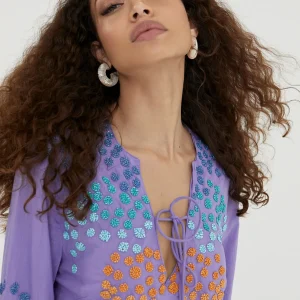 Lola Casademunt Baño<Caftan corto con bordado NEGRO